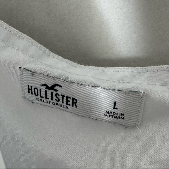 HOLLISTER / white Swiss dot wrap front ruffle dress / L - Picture 5 of 9